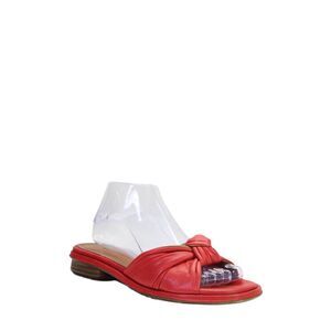 Rue 5850 Womens Leather Twist Front Open Toe Slide On Sandals Red Size 38 8